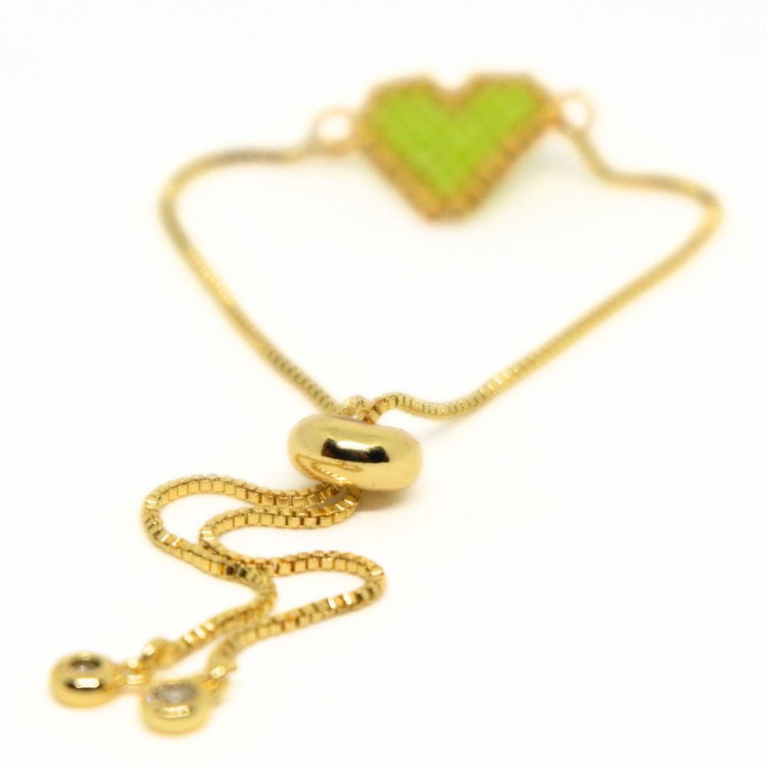 - Heart Bracelet Light Green -