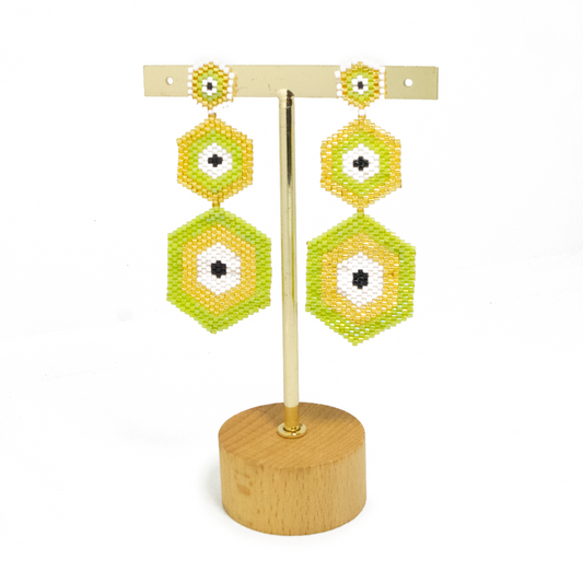 - HexaBloom Drop Apple green Earrings -