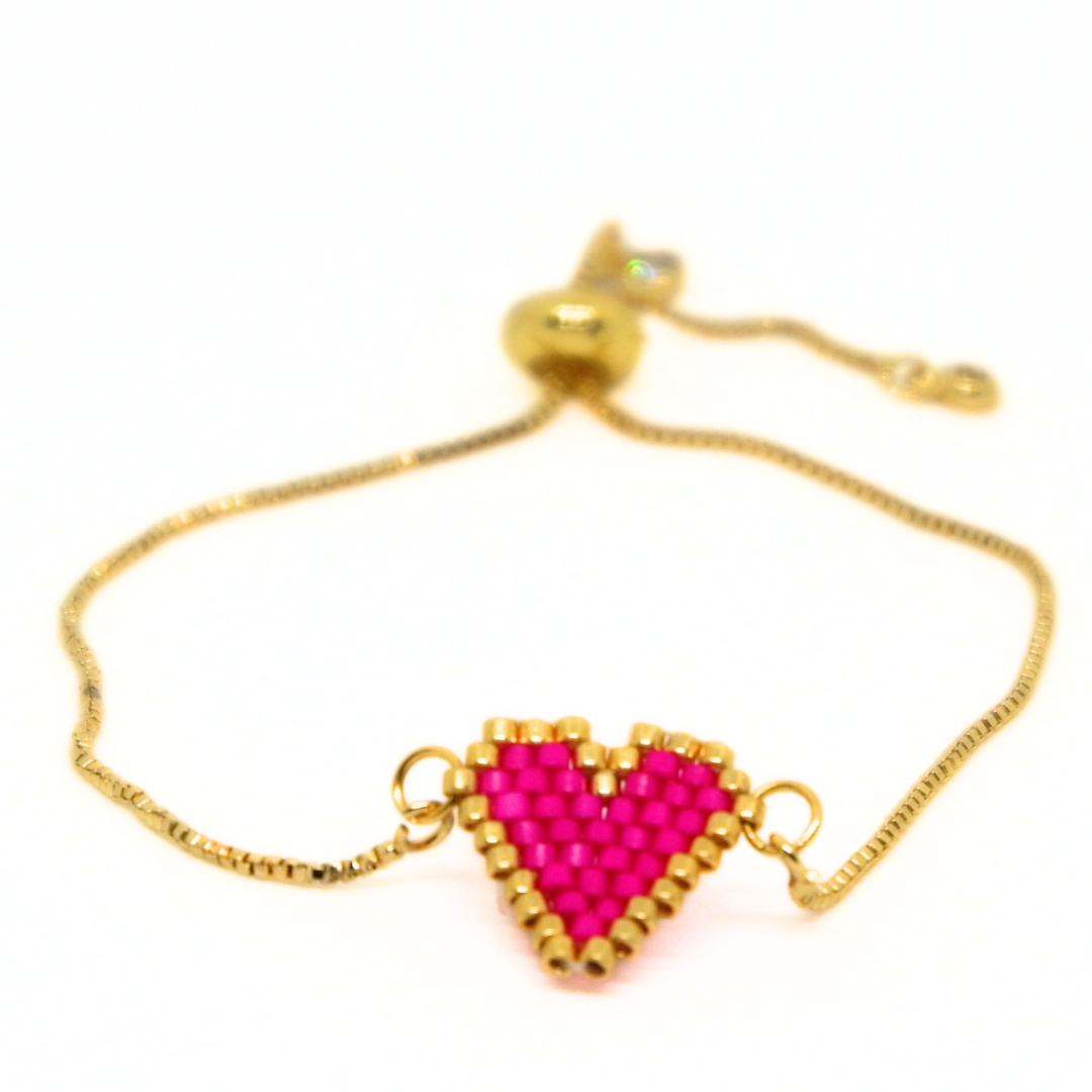 - Heart Bracelet Bold Pink -